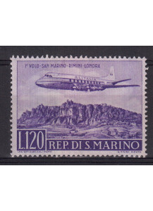 1959 1° Volo San Marino Rimini Londra1 Valore Integro Non Linguellato Sassone A128